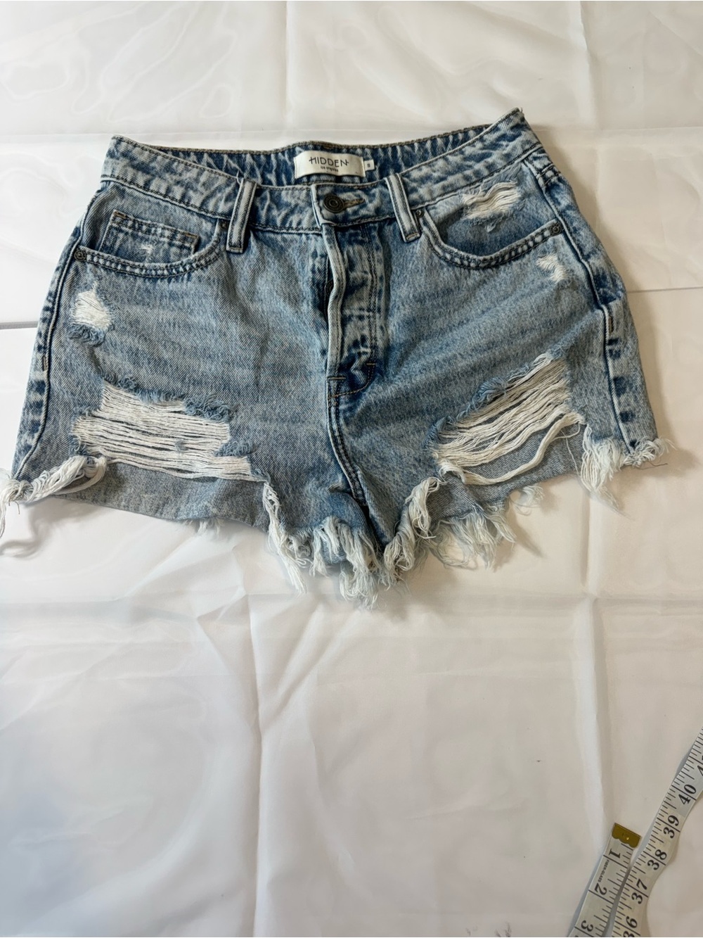 Hidden Jeans Light Blue Distressed Denim Cutoff Shorts